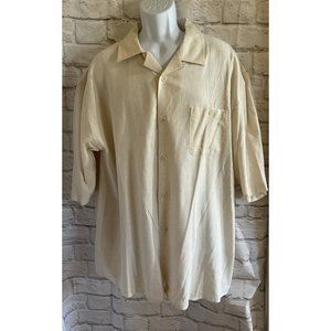 Trust Mens Button Up Shirt Linen 4X  Short Sleeve Collar pocket Cream